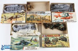 Airfix Model Kits 3 unmade kits of No.266 Harrier, No.391 BAC Jaguar, No.263 Grumman Duck plus