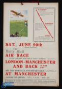 London to Manchester Air Race and Back from Hendon Poster - June 20th 1914. Being part of that day's