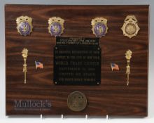 2001 World Trade Centre Presentation Plaque awarded to Y/SJT and Mrs Phil Wilson of the Tower of