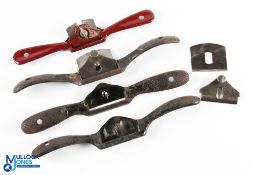 Stanley Spokeshave Carpentry Tools Lot, to include an unnumbered round-faced shave, No.51 flat face,