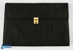 Mens Document Office Black Leather Case, with brass clasp - size #37cm x 26cm