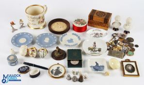 Box of Collectables: to include enamel badges - Horse Pony Club, Red Cross, LMS railway badge,