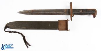 WWII US U C Garand Rifle Bayonet, some signs of rusting to scabbard, working release