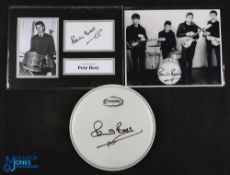 Music Entertainment - The Beatles - Pete Best - Autograph featuring a signed drum head, with