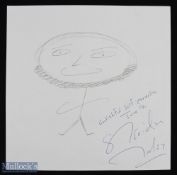 Autograph - Sheridan Morley - Original Self Portrait Sketch inscribed 'wishful self-portrait June 91