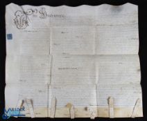 Northampton - fine and decorative indenture dated 1694 being a tripartite settlement of a large