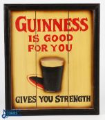 Guinness is Good For You - Gives You Strength Wooden Sign, a modern painted advertising sign -