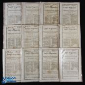 The Lady's Magazine 1797 - 12 monthly issues, disbound, with manuscript ownership of Ibbotson's