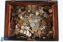 5kg of Mixed World Coins, all within an old wooden box (100s)