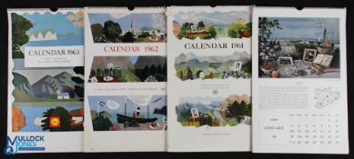 Shell Calendars (4) - group of four vintage original calendars issued by Shell, covering the years