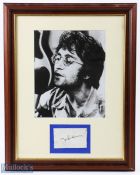 Autograph - Original John Lennon The Beatles Signature Sold at Live Aid c1985 - underneath b&w