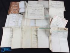 Indentures (qty) - carton containing a qty of 19th c indentures on parchment, together with a bundle