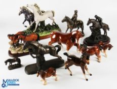 Ceramic and resin Horse Models, a good selection with noted models of the Leonardo Collection pair