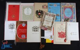 Guildhall Menus - group of 12 decorative menus for major banquets held at The Guildhall, London