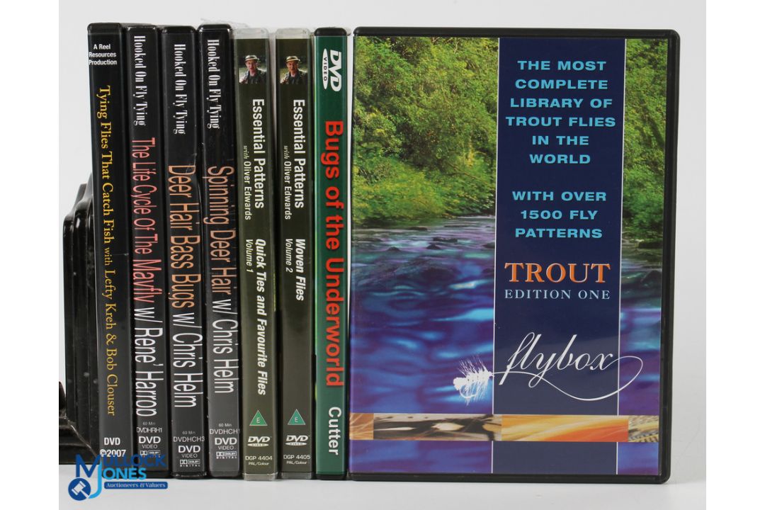 Fly Fishing DVDs to include: Essential Patterns Oliver Edwards Vol 1+2, Flybox Trout Edition One,