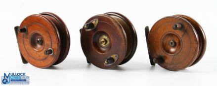 3x Wooden and Brass Reels - 4.5