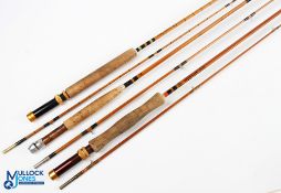 Refurbished split cane fly rod with handwritten Sharpes Aberdeen, impregnated fly rod 8ft 6