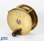 J Bernard & Son Maker, 5 Church Place, Piccadilly, London, brass centre pin salmon reel, oversize