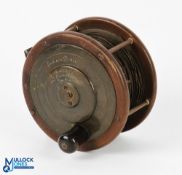 Eaton & Deller, 6 & 7 Crooked Lane, London, ebonite salmon fly reel, 4.25