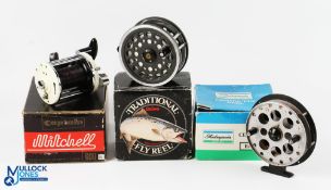3x Various Reels - incl Mitchell Captain 600 Series multiplying reel in white and chrome finish with