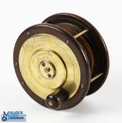 A fine Eaton & Deller Makers, 6 & 7 Crooked Lane, London, brass and ebonite fly reel 4.5