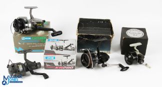 Mitchell 306A fixed spool reel, good bail, runs well, in original box; Millwards Swim Master