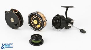 A collection of reels, comprising: Mitchell 314 fixed spool spinning reel with spare spool, good