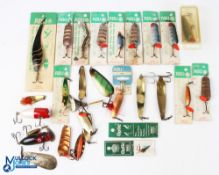 Abu of Sweden Collection of 15 Carded, Metal Baits Lures, spoons +3 plugs are not made by Abu +#
