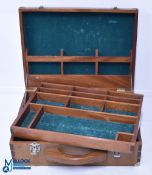 Wooden Fly Tying Fitted Box, a well-made dovetail jointed teak case with a fitted drawer, felt