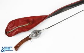 A scarce Hurd of Detroit Super Caster steel bait casting rod in line multiplier RHW, on/off check,