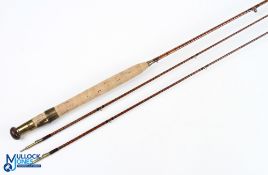 Hardy Alnwick refurbished split cane brook fly rod No 96557, 1903) 7' 2pc with spare tip, brass