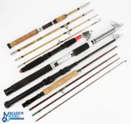 A collection of Travel Rods, comprising: 6' 4pc carbon trout fly rod, double alloy down locking reel