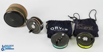 Orvis USA Battenkill Disc 7/8 Made in England alloy trout fly reel with 2 spare spools, 3.5