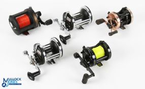 5x Assorted Multiplier Reels - including Intrepid Pirate narrow and wide spools, Silstar Shoreline