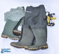 2x Rubber Booted Waders, a pair of Ocean chest waders both size 6 1/2 boots