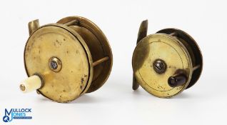 2x C Farlow & Co 191 Strand London all brass fly reels a 2.5