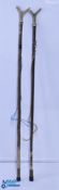 Pair of Wading Sticks, with antler grips, nylon belt fastening and brass ferrules, #147cm long (2)