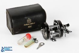 ABU Ambassadeur 5001C Multiplier Reel in black finish with black handle and sliding line guide, foot