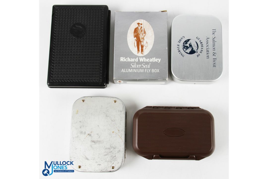 Richard Wheatley Silver Seal alloy fly box in original box - 5" x 3.5", lined with Ethafoam -
