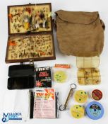 A collection of fly fishing equipment, as follows: Hardy Bros spring brass scales to 25lbs; double