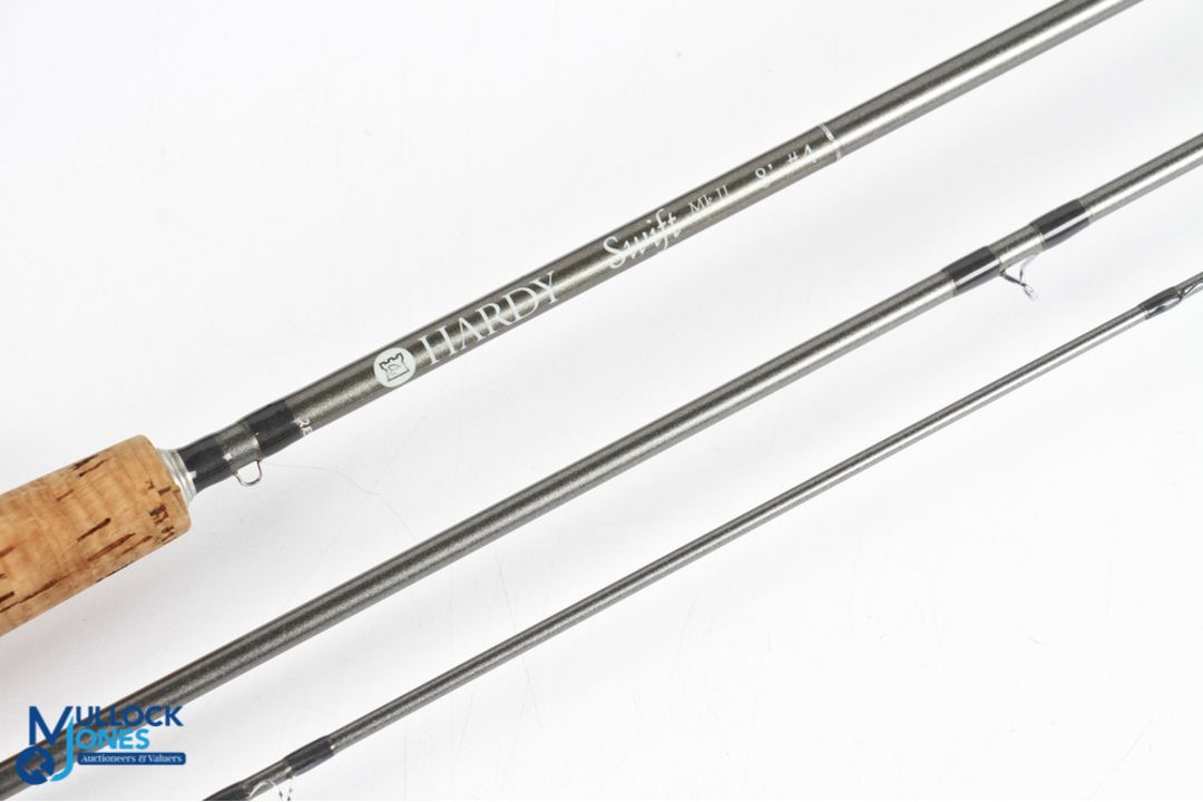 A fine Hardy Alnwick "Swift" carbon brook fly rod 8ft 3pc line 4#, alloy uplocking reel set with - Image 3 of 4