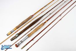 Split cane fly rod by Porter of Wigan 10' 3pc alloy uplocking reel seat, lined butt/tip ring;