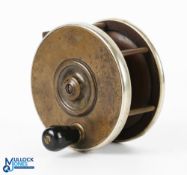 A fine Mallochs Patent Sun & Planet brass and ebonite centre pin salmon reel, 4