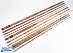 A collection of whole cane / greenheart match float rods, all in good order, as follows: 15' 4pc (