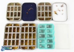 A collection of trout flies in window containers, as follows: Richard Wheatley 32 window, double