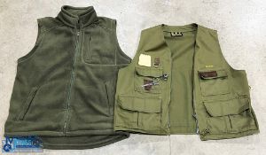 Barbour Fishing Waistcoat, with multi pockets toll zinger badge woollen fly patch size XL - comes