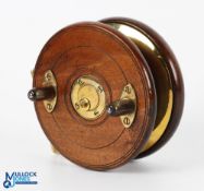 Unnamed walnut and brass star back Nottingham style reel, 5