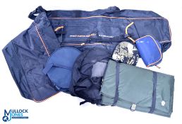 2x Boxes of Fishing accessories, to include reel bags, tackle bags, bait bag, Caimore wading line