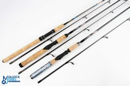 A collection of spinning rods, comprising: Shimano Scabbard carbon rod 6ft 6