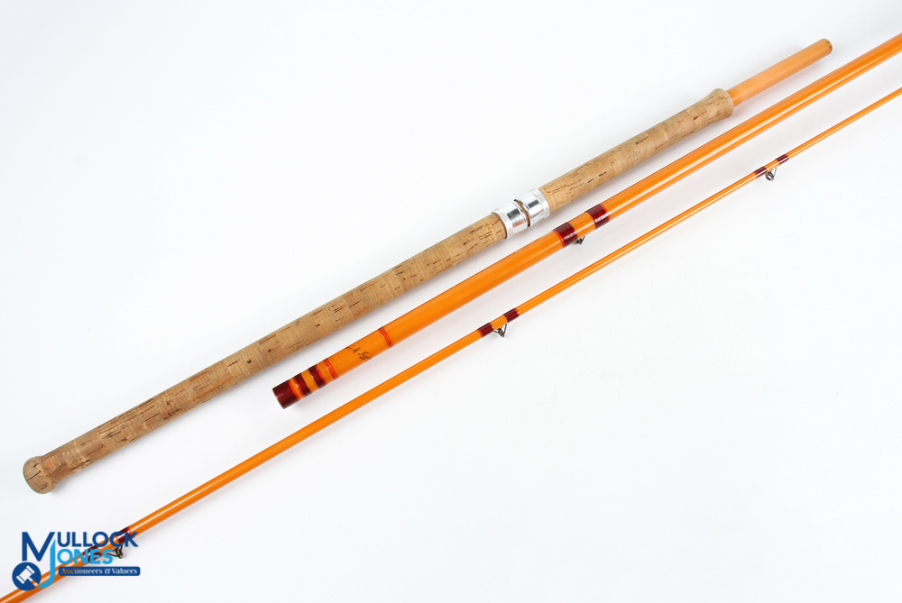 Olivers of Knebworth custom built hollow glass float rod 3pc, spigot ferrules, 28" handle, alloy